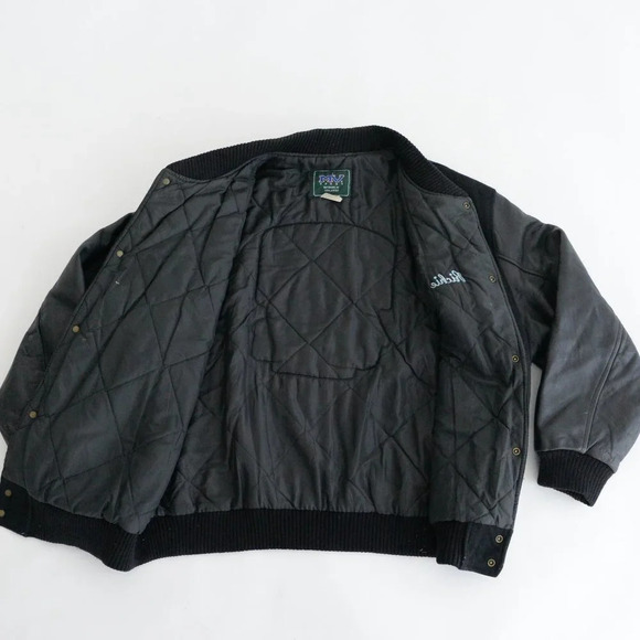 Vintage 90'S Mv Sport Black Richie's Gym Brooklyn 100% Leather And Wool Bomber - Picture 7 of 13